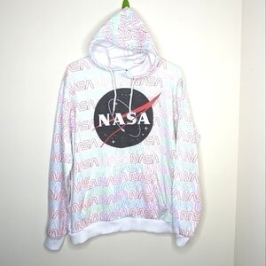 NASA Rainbow Logo Print Sweatshirt Hoodie L